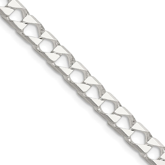 Sterling Silver 5.75mm Diamond-Cut Square Curb Chain Necklace