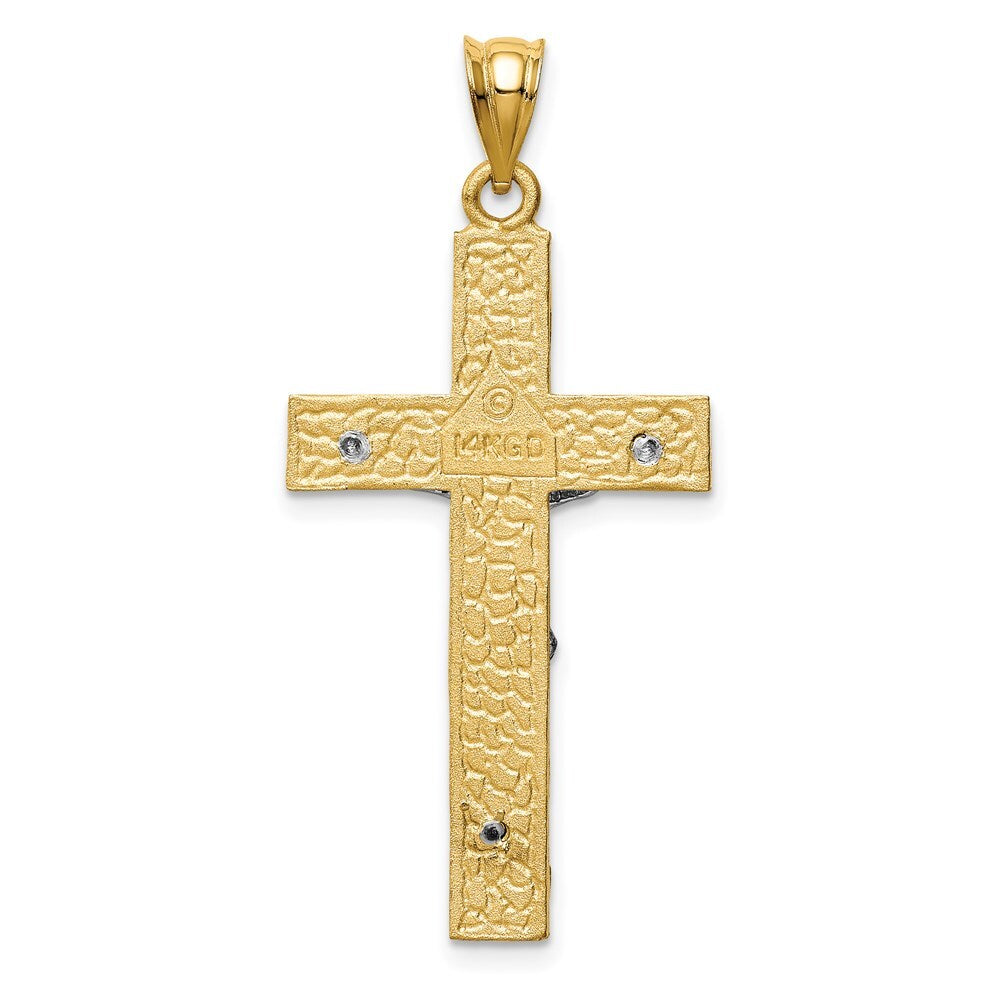 14k Two-tone Gold INRI Crucifix Pendant for Women