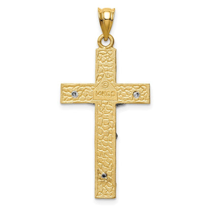 14k Two-tone Gold INRI Crucifix Pendant for Women