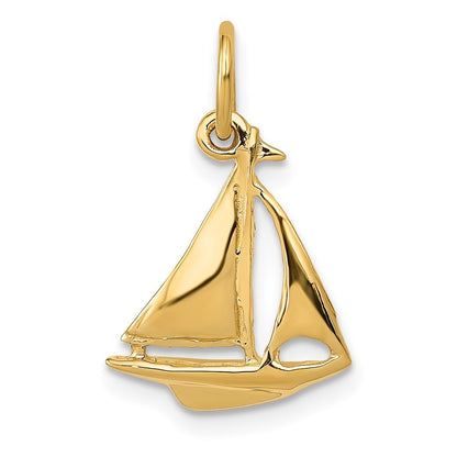 14k Yellow Gold  3D Sailboat Charm