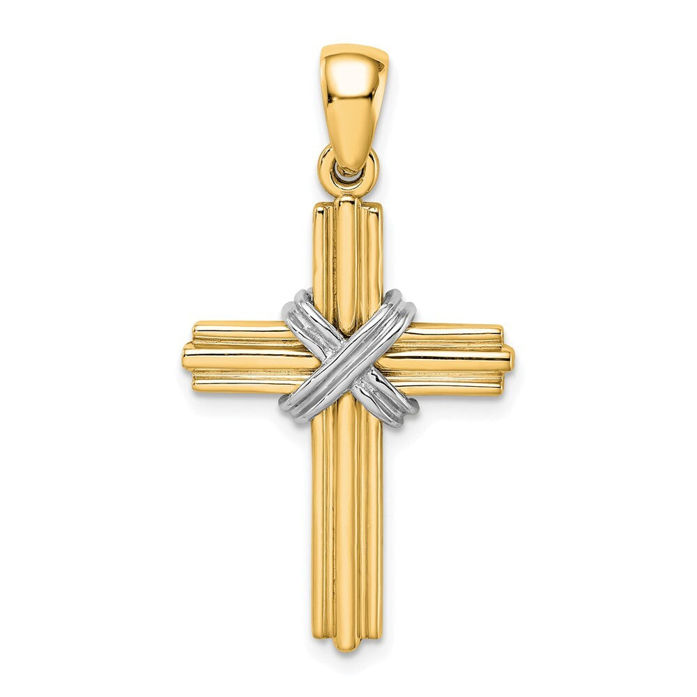 14k Yellow Gold Rhodium Passion Cross Pendant for Women
