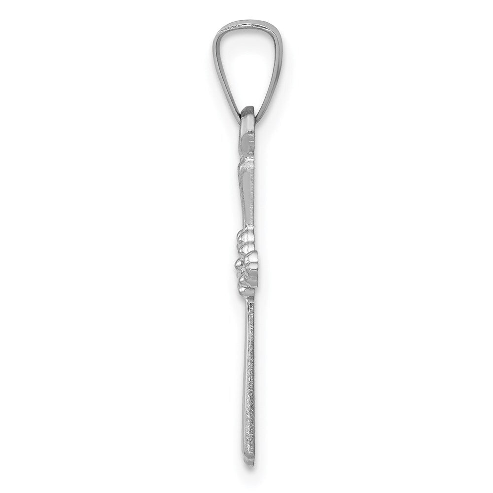 14k White Gold Polished Center Flower Cross Pendant for Women