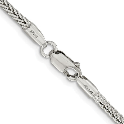 Sterling Silver Rhodium-plated 2.5mm Diamond-cut Round Franco Chain