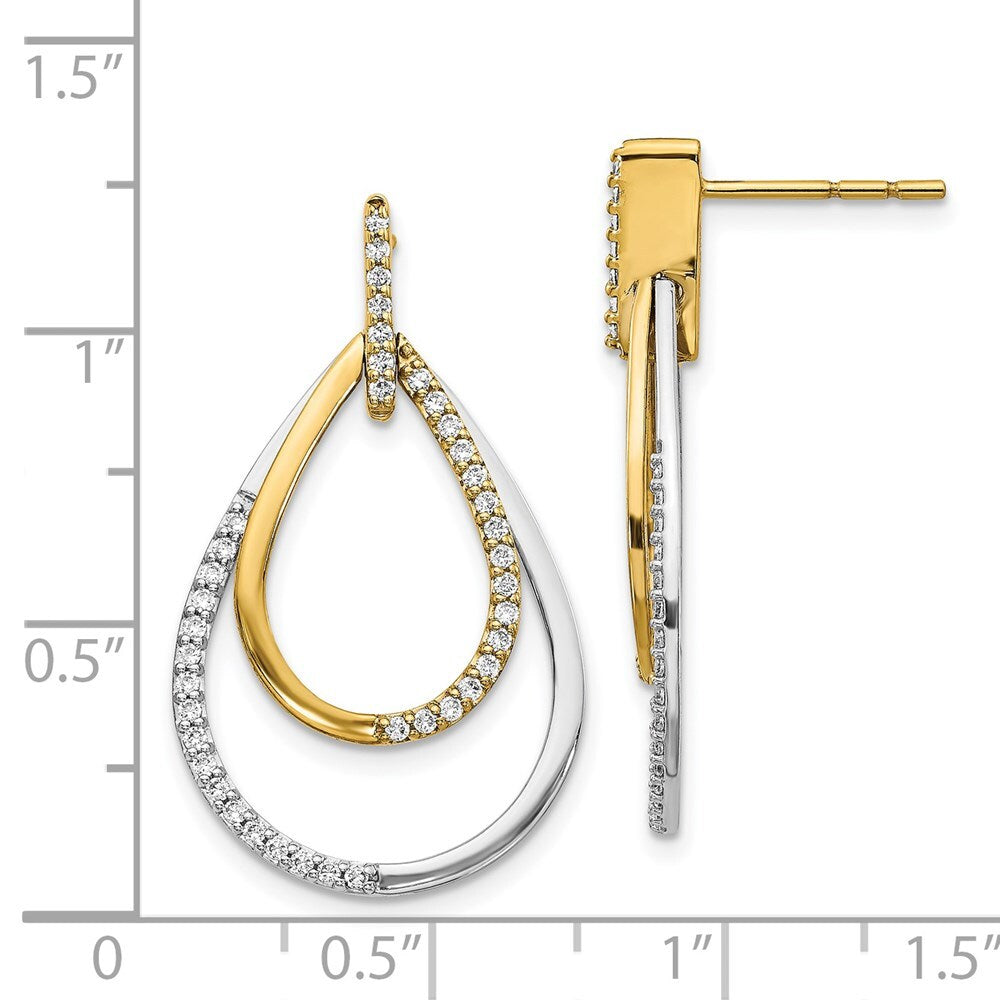 14k Two-tone Gold Diamond Teardrop Drop & Dangle Earrings