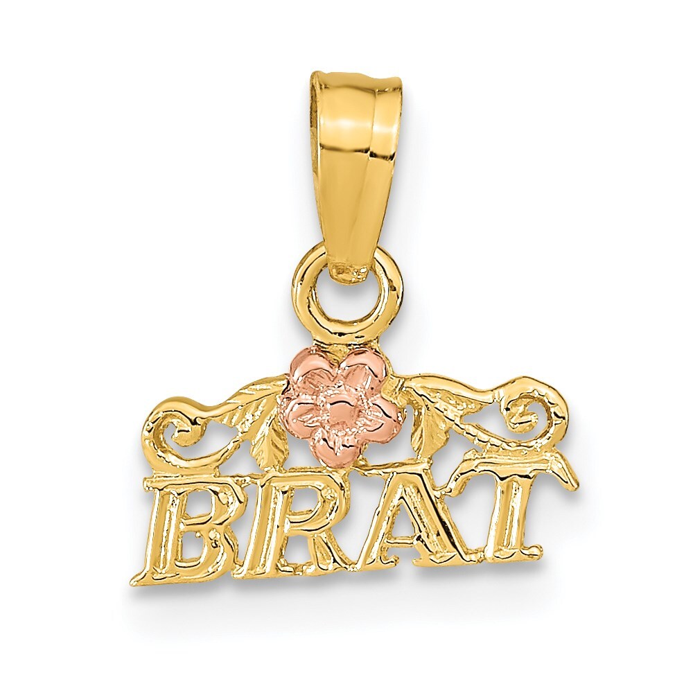 14k Two-tone Gold Rose and BRAT Pendant for Women