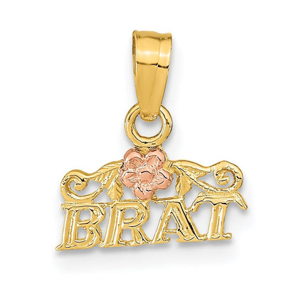 14k Two-tone Gold Rose and BRAT Pendant for Women