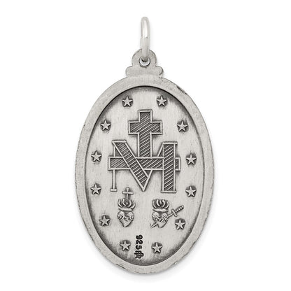 Sterling Silver Antiqued Miraculous Medal Pendant Holiday Gift for Women