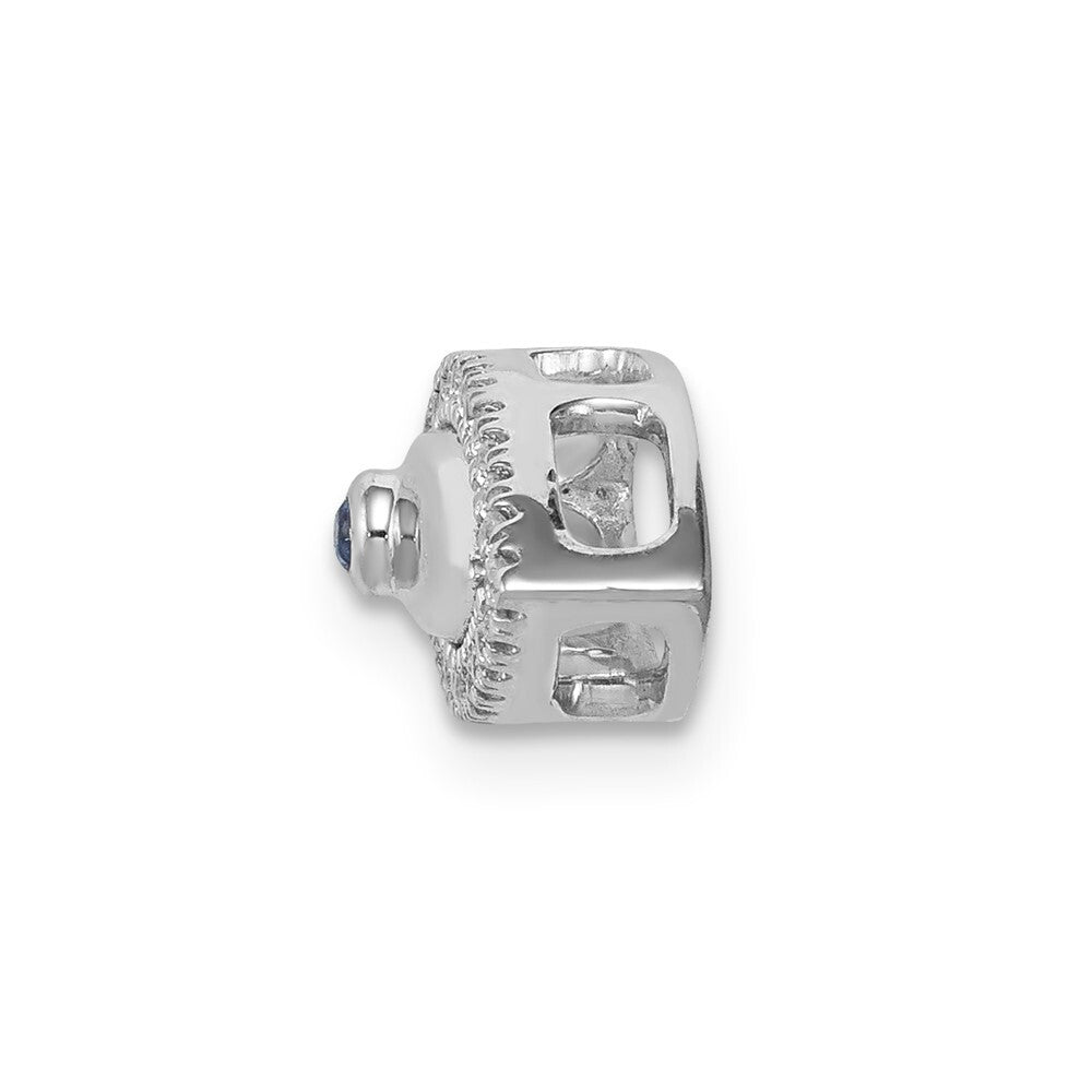 14k White Gold Diamond and Sapphire Evil Eye Chain Slide Pendant for Women