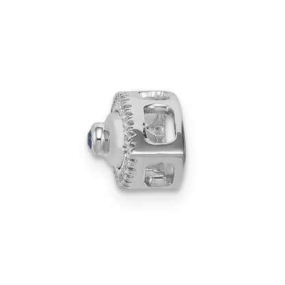 14k White Gold Diamond and Sapphire Evil Eye Chain Slide Pendant for Women