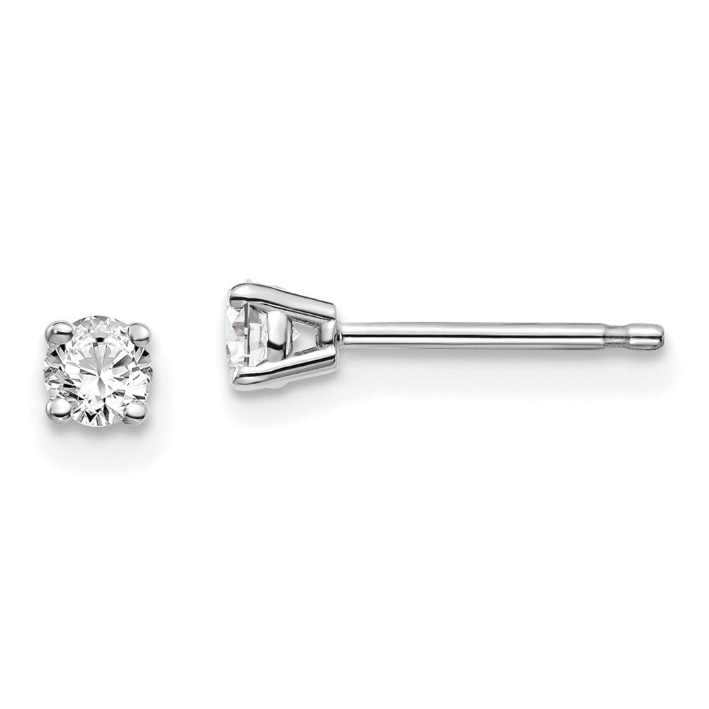 14K White Gold .20ct I1 J-K Diamond Stud Push-on Earrings