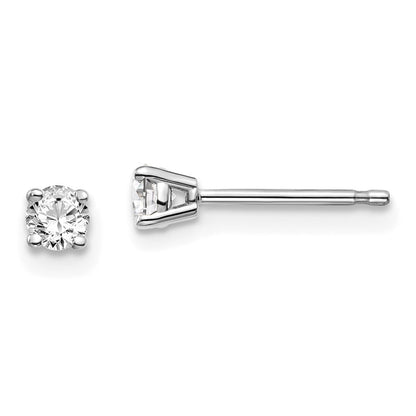 14K White Gold .20ct I1 J-K Diamond Stud Push-on Earrings
