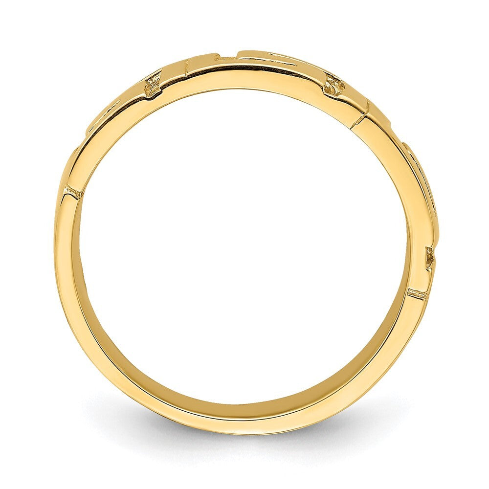 14K Yellow Gold Greek Key Band w/ Tapered Shank Ring Size 7