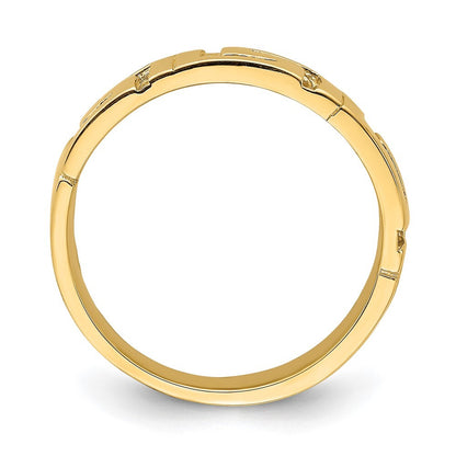 14K Yellow Gold Greek Key Band w/ Tapered Shank Ring Size 7