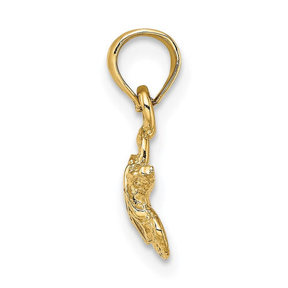 14k Yellow Gold Textured and Enameled Sea Turtle Charm