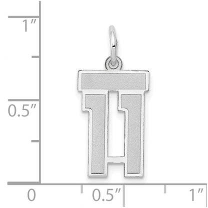 14k White Gold Small Satin Number 11 Charm Pendant for Women