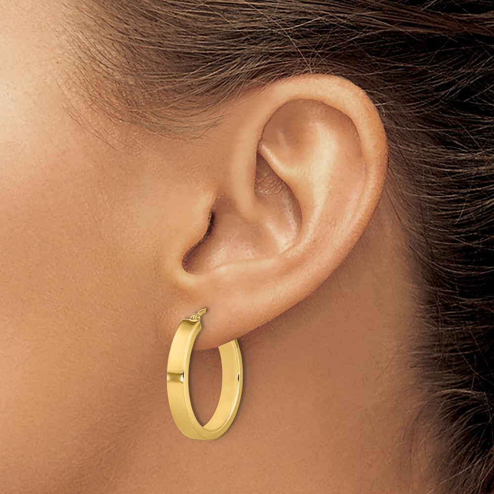 14k Yellow Gold Polished Hoop Earring Gift for Women