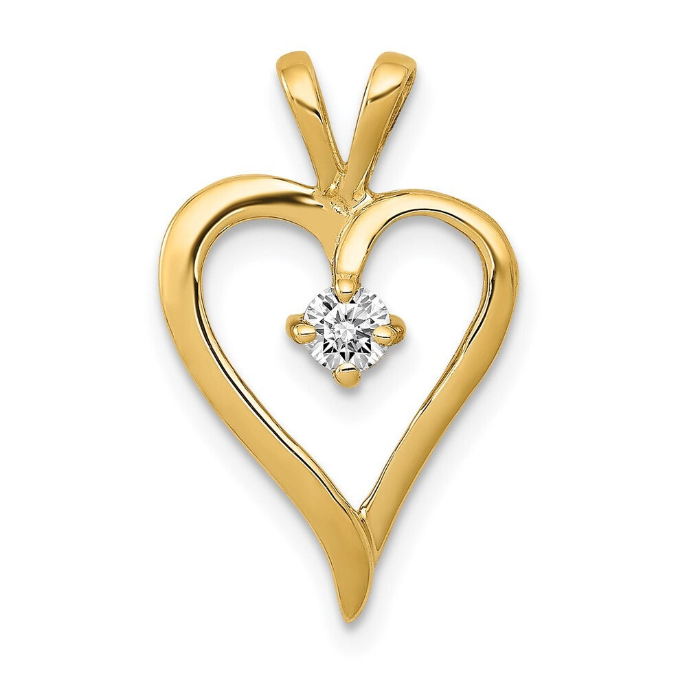 14k Yellow Gold AA 1/10ct. Diamond Heart Pendant for Women