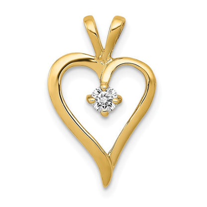14k Yellow Gold AA 1/10ct. Diamond Heart Pendant for Women