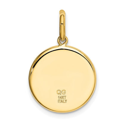 14k Yellow Gold Polished And Satin St Christopher Medal Pendant for Women