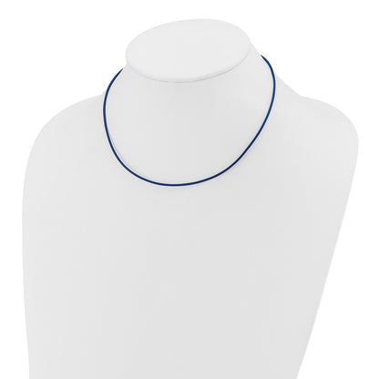 14k Yellow Gold Yellow Clasp 1.6mm 16 inch Royal Blue Leather Cord Necklace