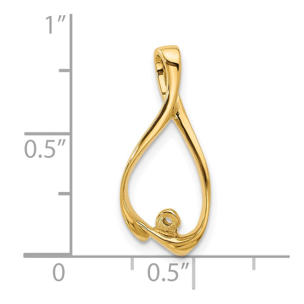 14k Yellow Gold Fancy Peg Set Slide Pendant Mounting for Women
