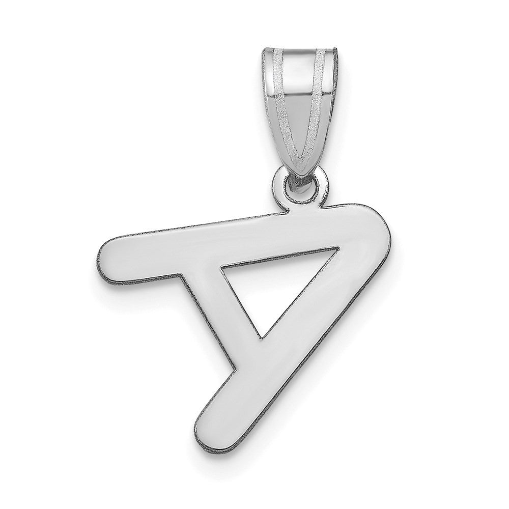 14K White Polished Bubble Letter A Initial Pendant