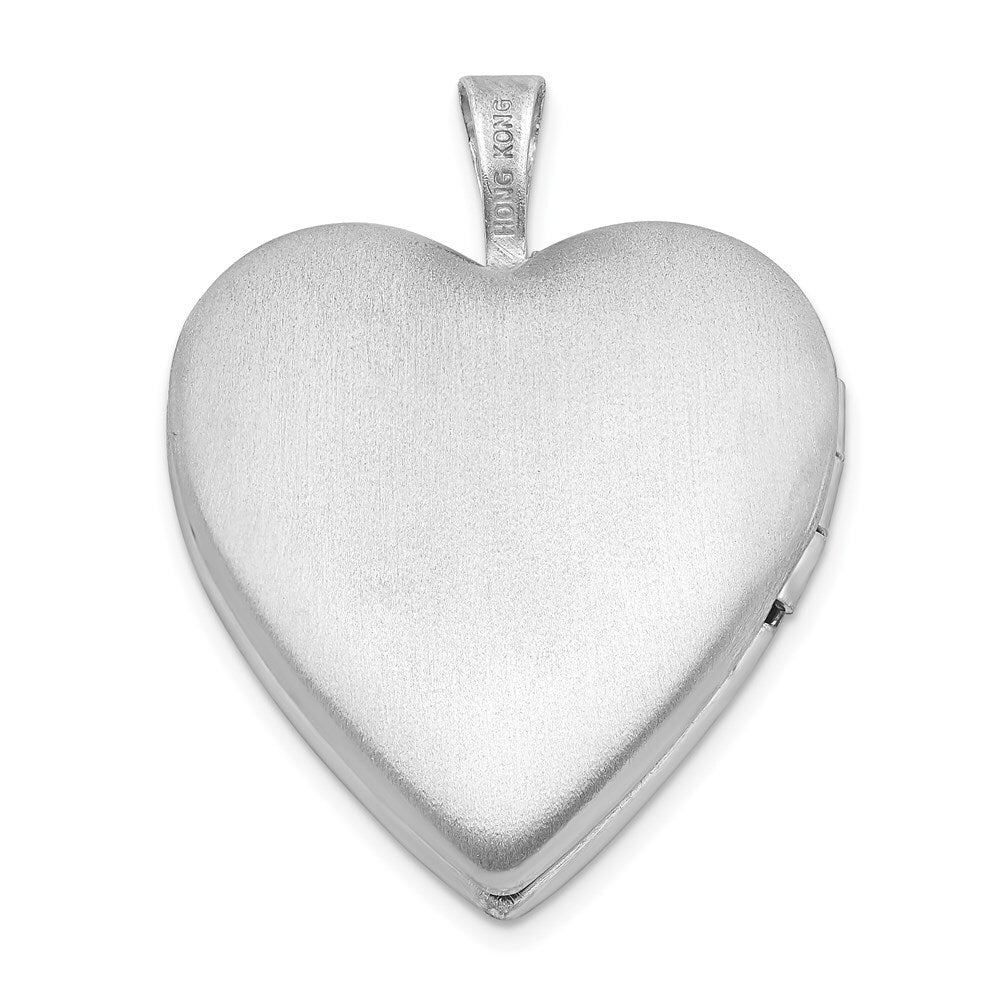 Sterling Silver 20mm Satin/Polished Diamond-cut Butterfly Heart Locket