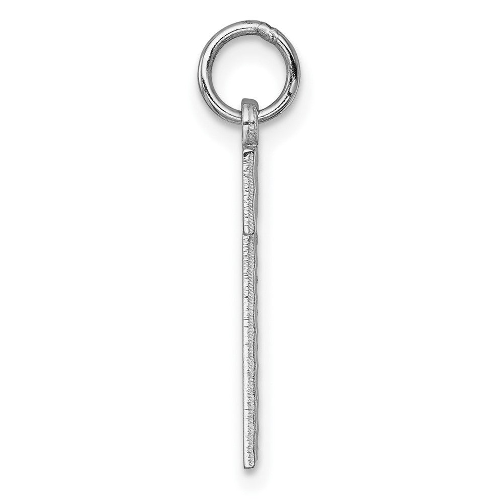14k White Gold Large Brushed Diamond-cut Number 1 Charm