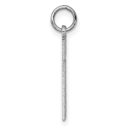 14k White Gold Large Brushed Diamond-cut Number 1 Charm