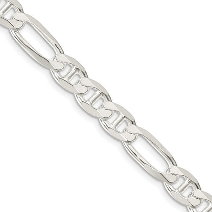 Sterling Silver 7.5mm Figaro Anchor Chain Necklace