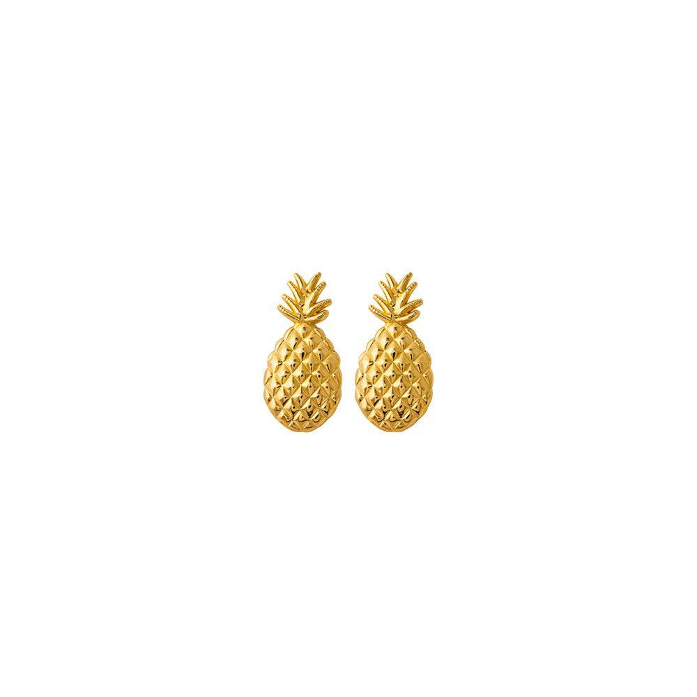 14k Yellow Gold Textured Pineapple Earrings