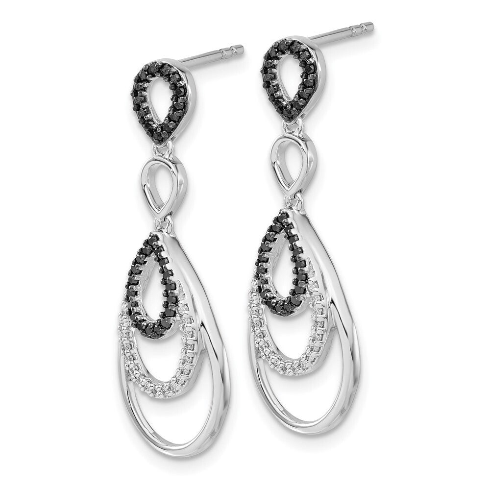 14k White Gold Black and White Diamond Drop & Dangle Earrings