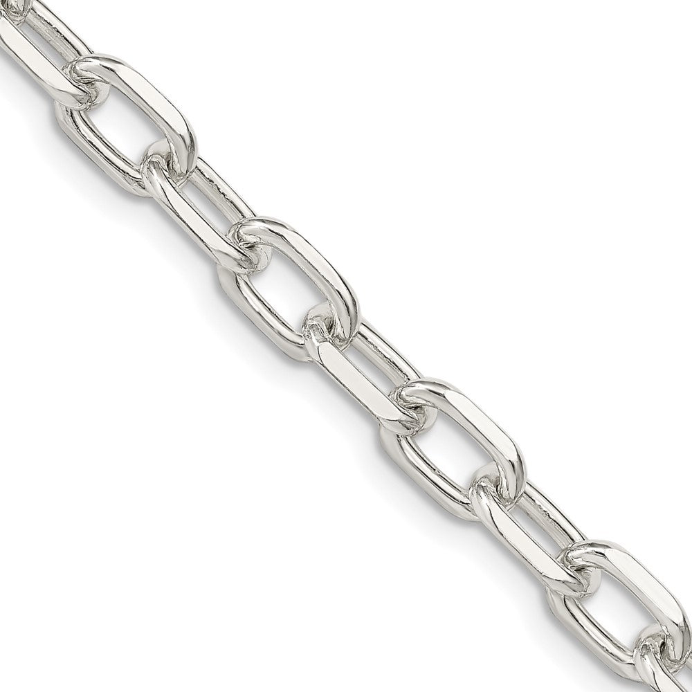 Sterling Silver 6.65mm Diamond-cut Long Link Cable Chain Necklace