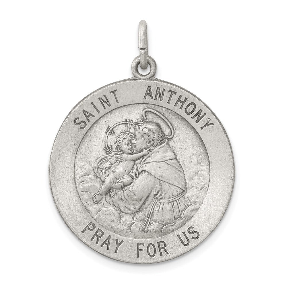 Sterling Silver Antiqued Saint Anthony Medal Pendant