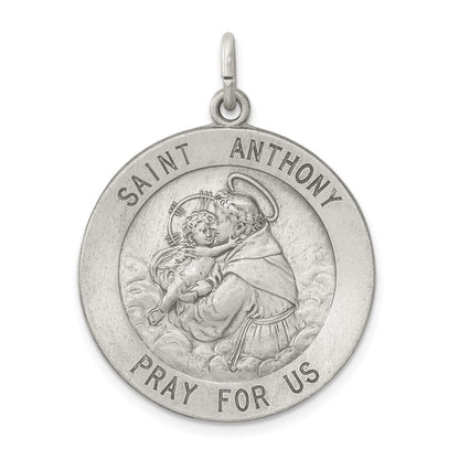 Sterling Silver Antiqued Saint Anthony Medal Pendant