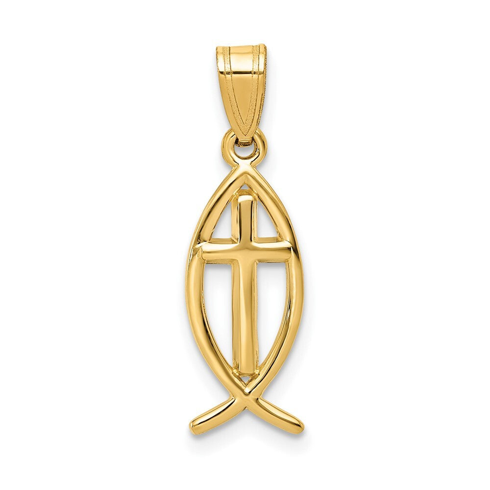 14k Yellow Gold Ichthus Fish Pendant for Women