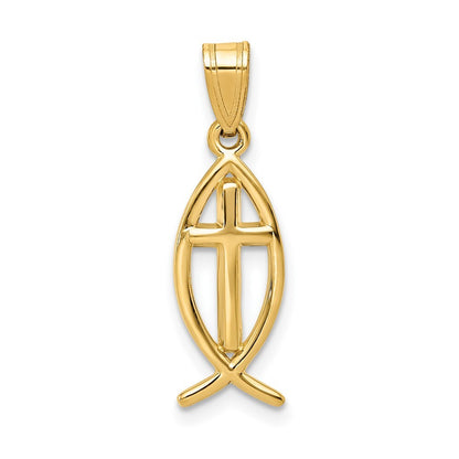 14k Yellow Gold Ichthus Fish Pendant for Women