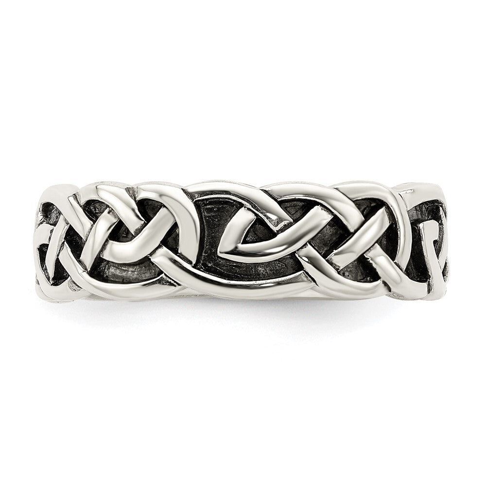 Sterling Silver Antiqued Celtic Knot Band Size 6