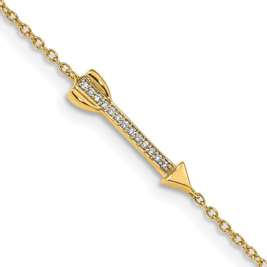 14k Yellow Gold Complete 1/20 carat Diamond Arrow Bracelet