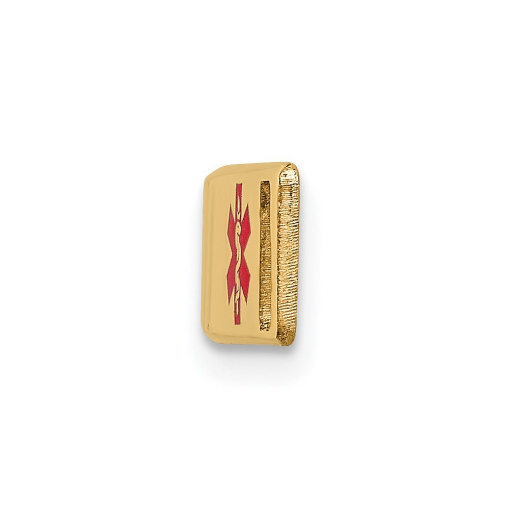 14k Yellow Gold 36x6mm Off-Center Red Epoxy Enameled Medical ID Plate # 818