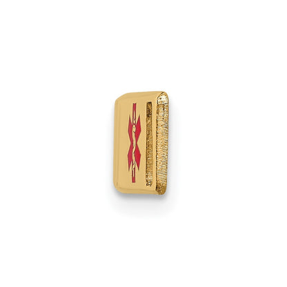 14k Yellow Gold 36x6mm Off-Center Red Epoxy Enameled Medical ID Plate # 818