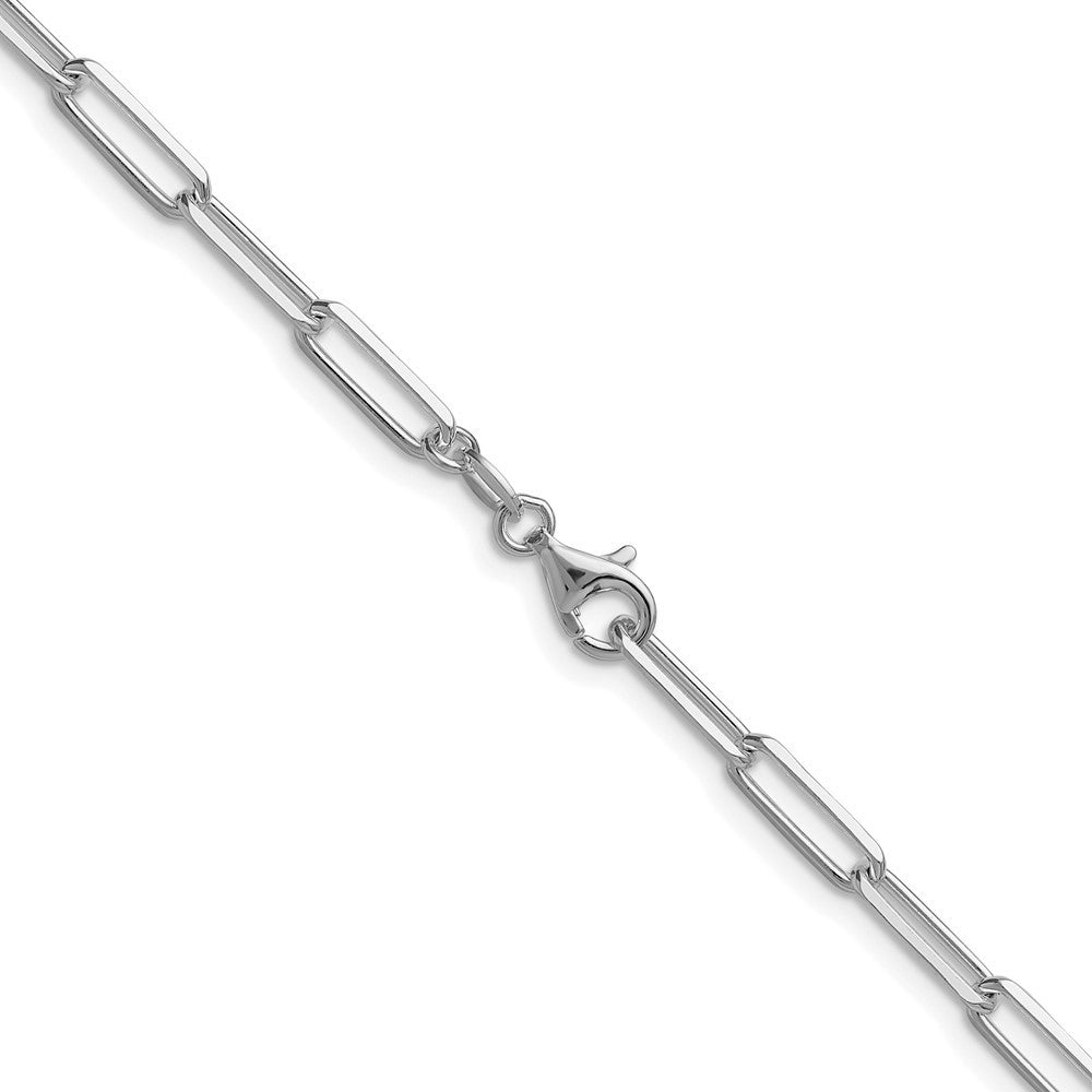 Sterling Silver Rhodium-plated 3.5mm Diamond-Cut Paperclip Chain Necklace