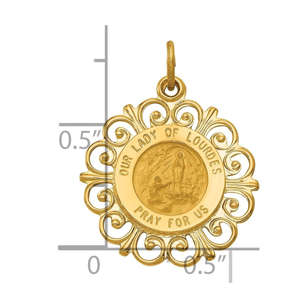 14k Yellow Gold Our Lady of Lourdes Medal Pendant