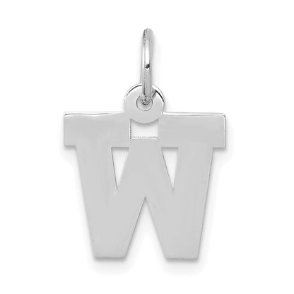 14k White Gold Small Block Letter W Initial Charm Pendant for Women