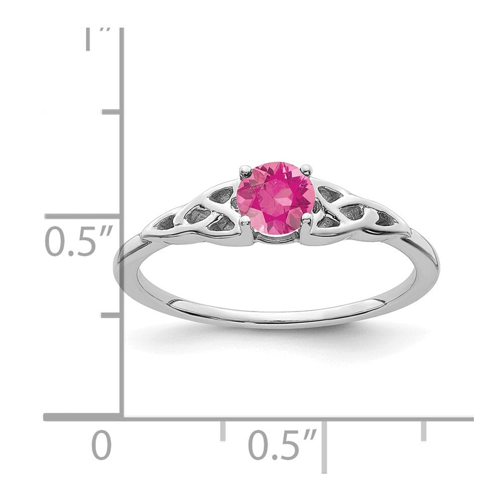 14K White Gold Pink Tourmaline Celtic Knot Ring Size 7