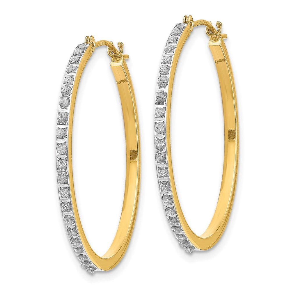 14k Yellow Gold Diamond Fascination Round Hinged Hoop Earrings