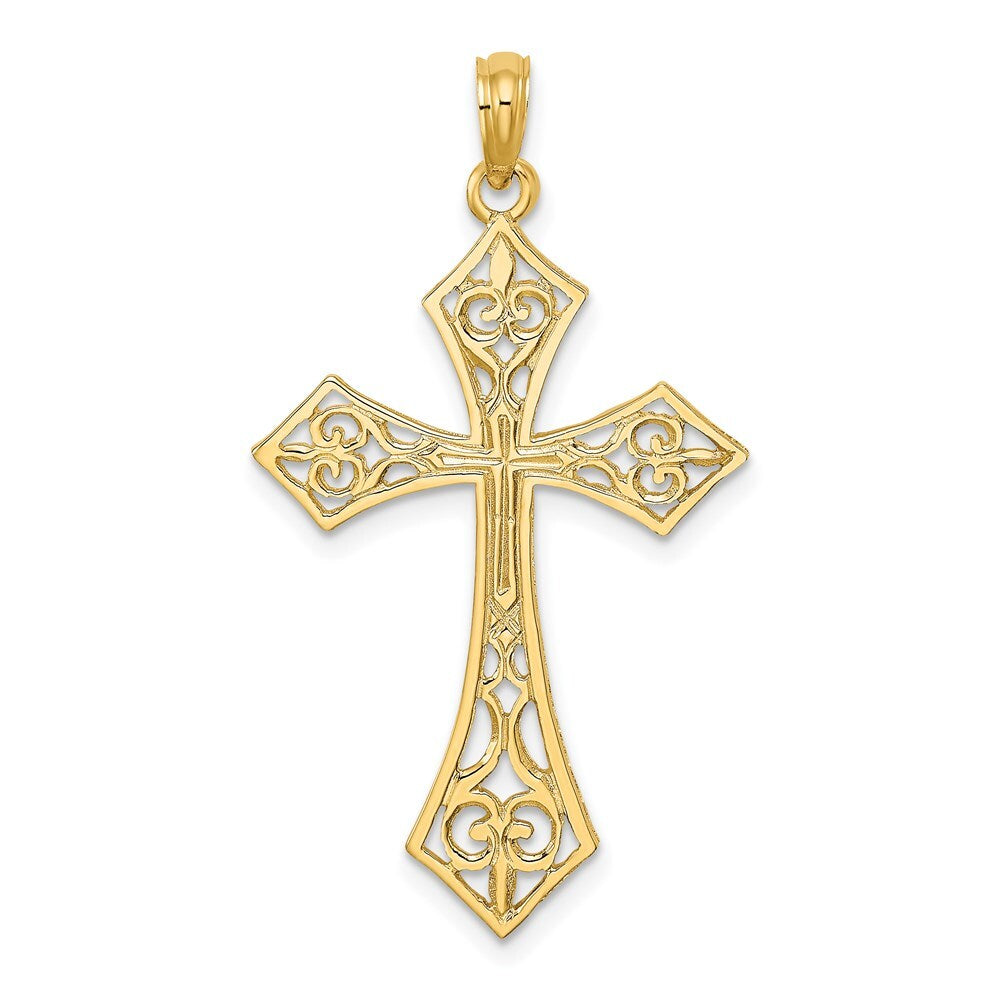 14k Yellow Gold Filigree Cross Charm