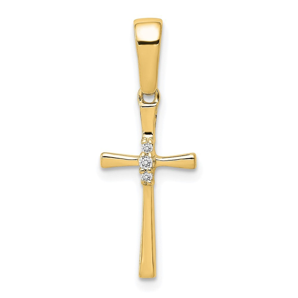 14k Yellow Gold .02ct. Diamond Cross Pendant