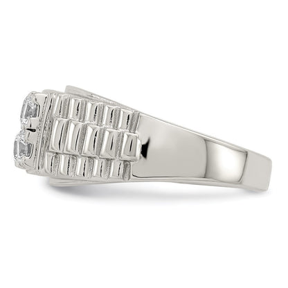 Sterling Silver Rhodium-plated Cubic Zirconia Fashion Ring Size 10