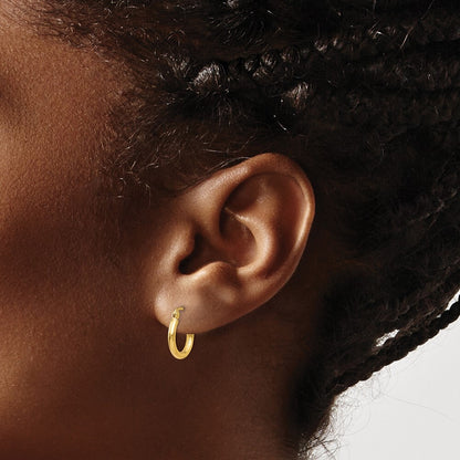 14k Yellow Gold Polished 2x12mm Tube Hoop Earrings Gift for Women
